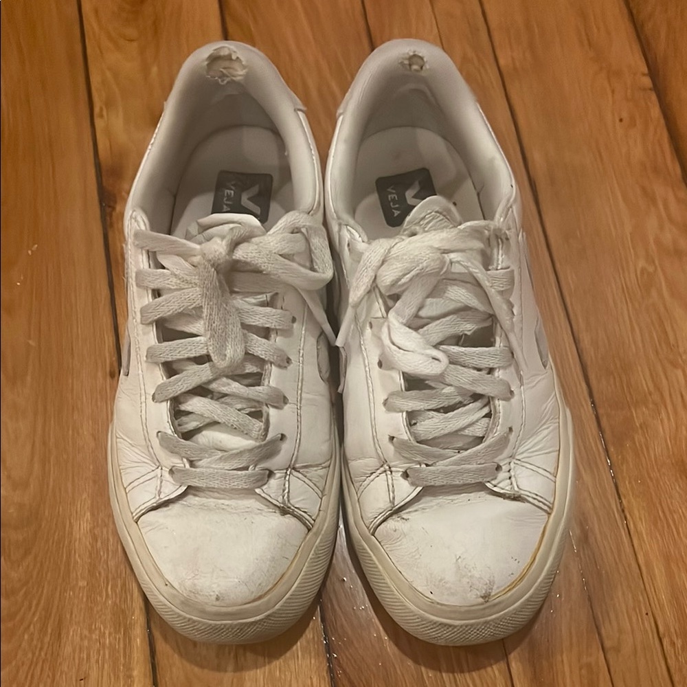 Worn Veja Cream Sneakers with Iconic Logo